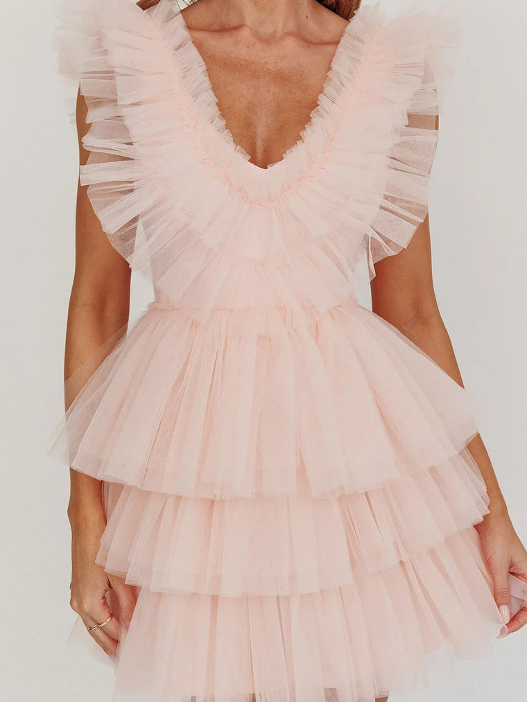 Froufrou Layered Tulle Mini Dress Blush 4