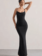 Francoise | Black Cowl Neck Backless Maxi Dress With Lace Insert - thumbnail 4