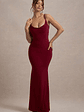 Francoise | Berry Cowl Neck Backless Maxi Dress With Lace Insert - thumbnail 7