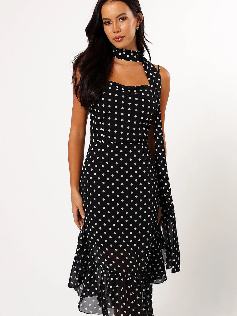 Francesca Midi Dress - Black Polka Dot 10