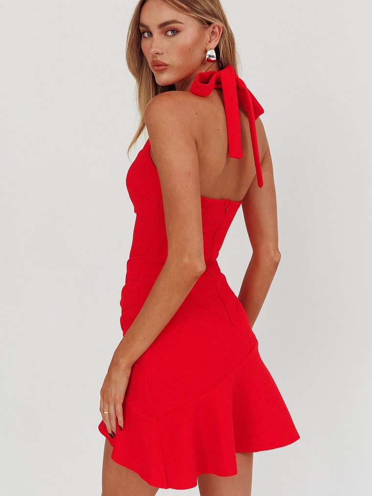 Fire Of Stars Halterneck Mini Dress Red 3