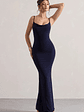 Francoise | Navy Cowl Neck Backless Maxi Dress With Lace Insert - thumbnail 4