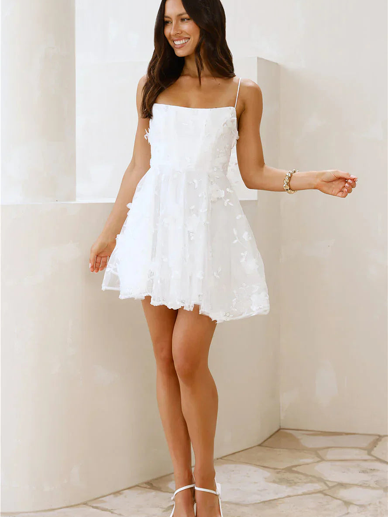 Ethereal Blossom Mini Dress White 4