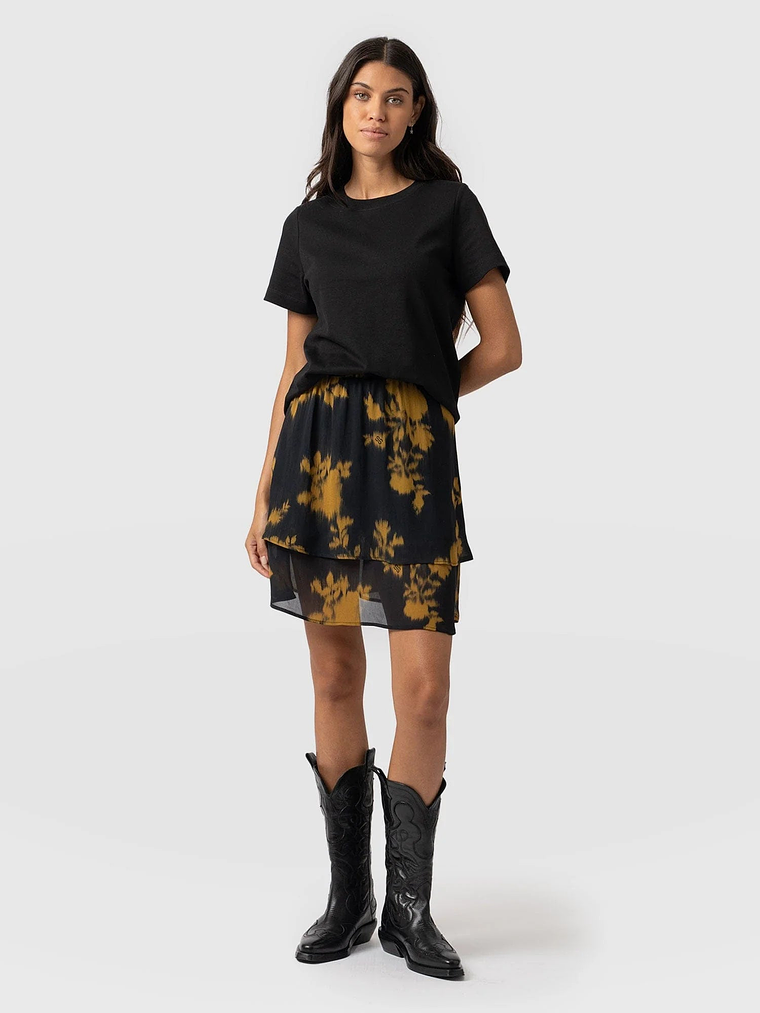 Etta Mini Layered Skirt - Yellow Fade Floral 1