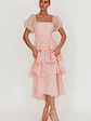 Giavana Puff Sleeve Layered Maxi Dress Baby Pink - thumbnail 1