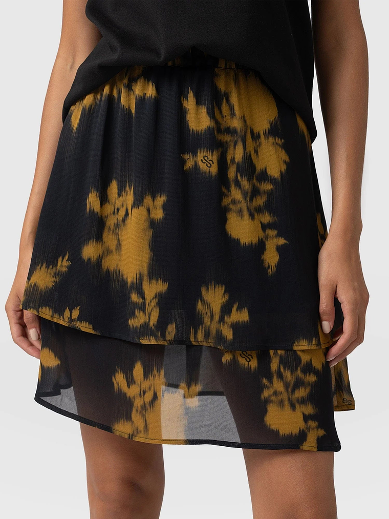 Etta Mini Layered Skirt - Yellow Fade Floral 4