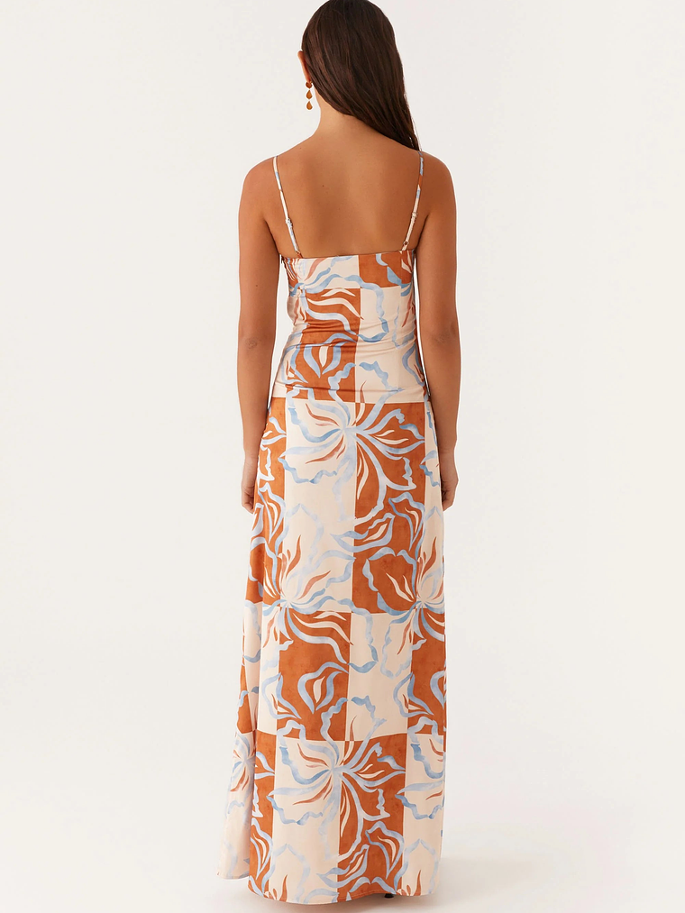 Exclusive - Aster Bloom Maxi Dress - Orange Blue Floral 3