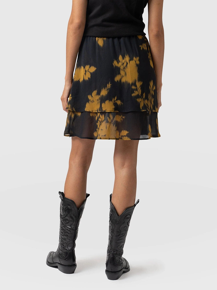 Etta Mini Layered Skirt - Yellow Fade Floral 5