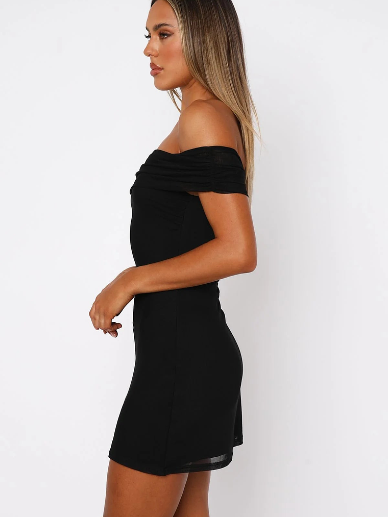 Got The Talent Off Shoulder Mini Dress Black 3