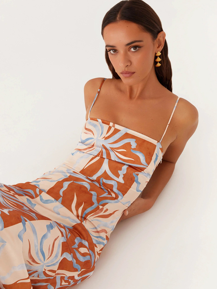 Exclusive - Aster Bloom Maxi Dress - Orange Blue Floral 4