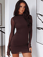 Fatal Attraction Long Sleeve Mini Dress Dark Chocolate - thumbnail 1