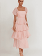 Giavana Puff Sleeve Layered Maxi Dress Baby Pink - thumbnail 5