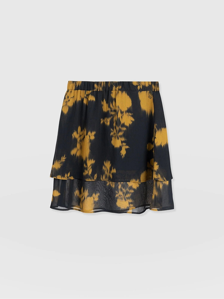 Etta Mini Layered Skirt - Yellow Fade Floral 7