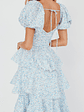 Giavana Puff Sleeve Layered Maxi Dress Floral Blue - thumbnail 3