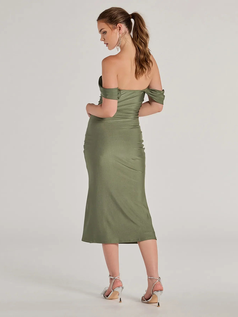 Exceptional Off-The-Shoulder Flared Midi Dress 10