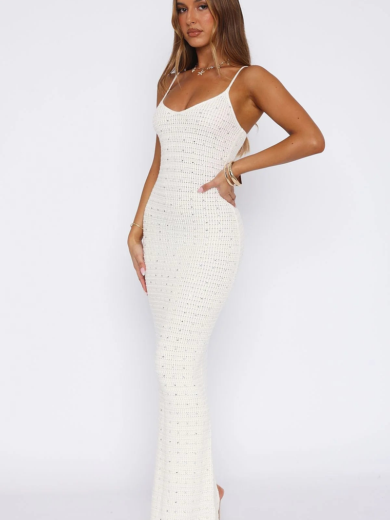 Gotta Give Me Embellished Crochet Maxi Dress Off White 3