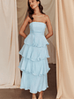 Giavana Strapless Layered Midi Dress Pale Blue - thumbnail 1