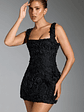 Floral-Appliqué Corset Mini Dress in Black - thumbnail 7