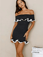 Glimmering Noir Off Shoulder Lace Mini Dress - thumbnail 7