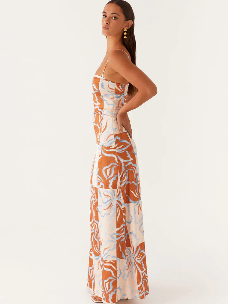 Exclusive - Aster Bloom Maxi Dress - Orange Blue Floral 6