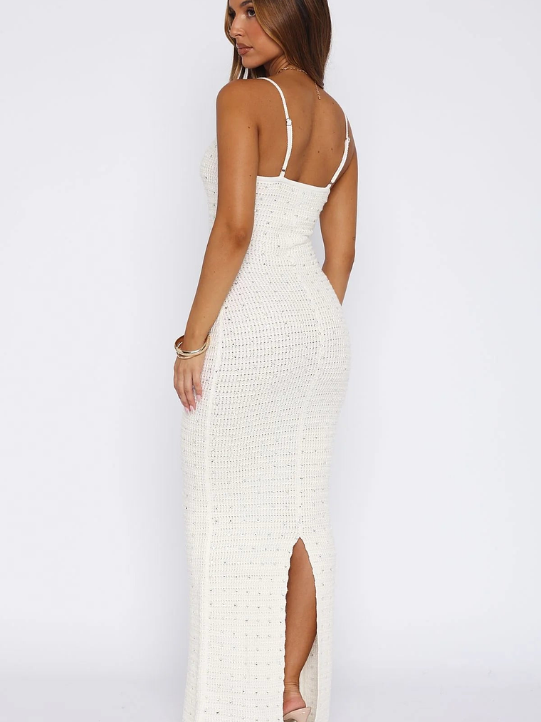 Gotta Give Me Embellished Crochet Maxi Dress Off White 4