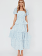 Giavana Puff Sleeve Layered Maxi Dress Floral Blue - thumbnail 5