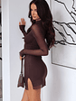 Fatal Attraction Long Sleeve Mini Dress Dark Chocolate - thumbnail 6