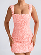 Floral-Appliqué Corset Mini Dress in Coral - thumbnail 4