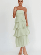 Giavana Strapless Layered Midi Dress Sage - thumbnail 3