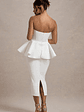 First Dance | White Bandeau Peplum Midi Dress - thumbnail 2