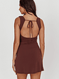 Giavanna Thigh Split Mini Dress Chocolate - thumbnail 3