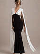 Grace Kelly | Black & White Plunge-Neck Maxi Dress With Cape Sleeves - thumbnail 6