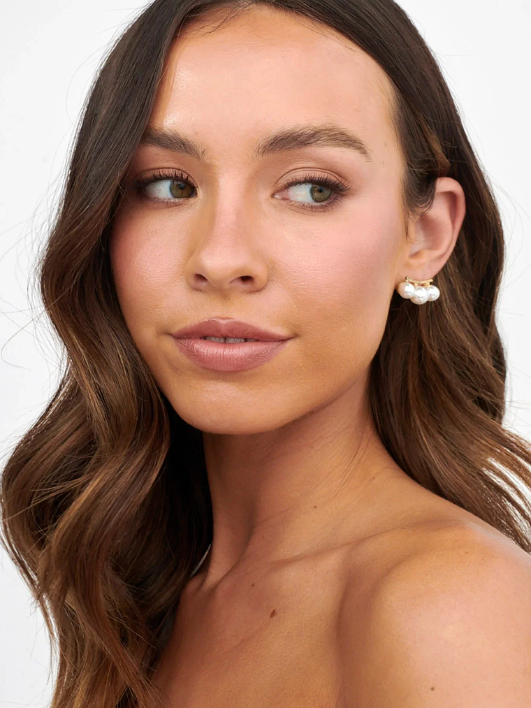 Eva Three Pearl Earrings Gold 3