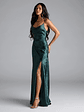 Gigi Cowl Neck Button Slit Satin Formal Dress - thumbnail 4