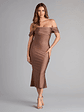 Exceptional Off-The-Shoulder Flared Midi Dress - thumbnail 25