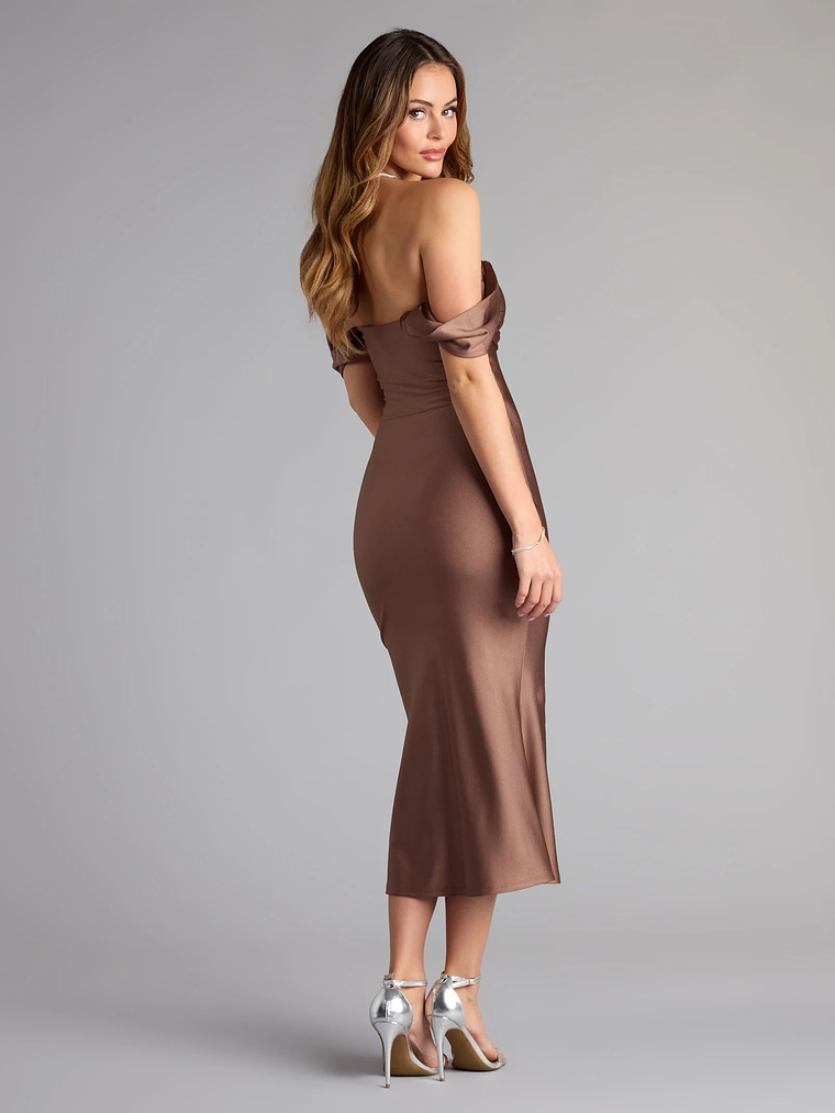 Exceptional Off-The-Shoulder Flared Midi Dress 26