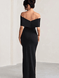 Eva | Black Bardot Bow Detail Maxi Dress With Thigh Split - thumbnail 2