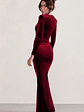 Fay | Berry Velvet Corset Style Knot Maxi Dress - thumbnail 2