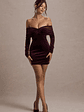 Gilda | Port Velvet Bardot Long-Sleeve Mini Dress - thumbnail 1