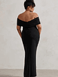 Eva | Black Bardot Bow Detail Maxi Dress With Thigh Split - thumbnail 5