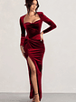Fay | Berry Velvet Corset Style Knot Maxi Dress - thumbnail 3