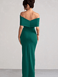 Eva | Green Bardot Bow Detail Maxi Dress With Thigh Split - thumbnail 2