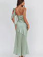 Gilded Dream Shoulder Detail Chiffon Hem Maxi Dress Sage - thumbnail 2