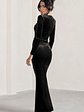 Fay | Black Velvet Corset Style Knot Maxi Dress - thumbnail 2