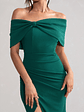 Eva | Green Bardot Bow Detail Maxi Dress With Thigh Split - thumbnail 3