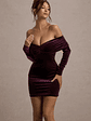 Gilda | Port Velvet Bardot Long-Sleeve Mini Dress - thumbnail 3