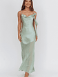 Gilded Dream Shoulder Detail Chiffon Hem Maxi Dress Sage - thumbnail 5