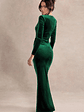 Fay | Bottle Green Velvet Corset Style Knot Maxi Dress - thumbnail 2