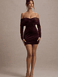 Gilda | Port Velvet Bardot Long-Sleeve Mini Dress - thumbnail 4