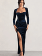 Fay | Navy Velvet Corset Style Knot Maxi Dress - thumbnail 1